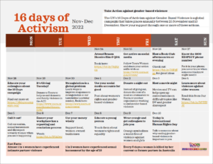 16 Days of Action Calendar
